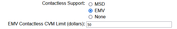 CVM Contactless settings in PSCS