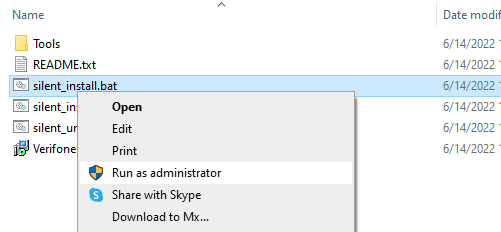 Run as Admin dropdown