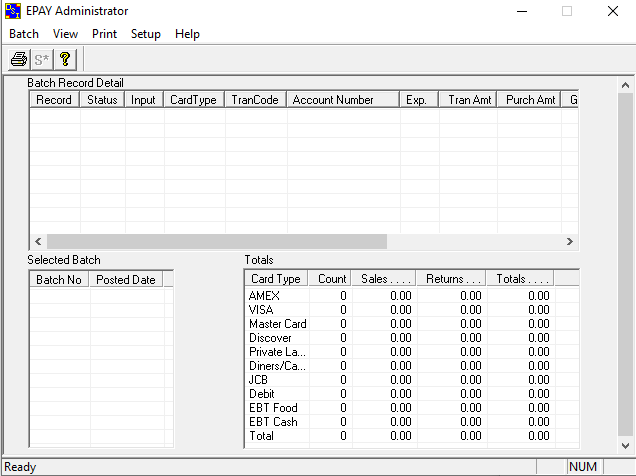 ePay Admin dialog box