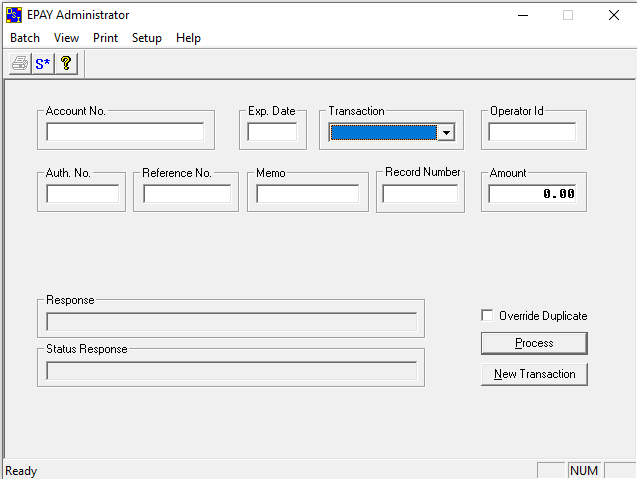 ePay Admin dialog box